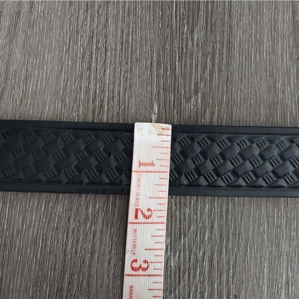 Men's Black Basketweave Leather Belt 48